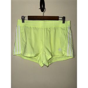 Adidas Climalite Women’s Medium Neon Yellow 3-Stripe Running Shorts Athletic